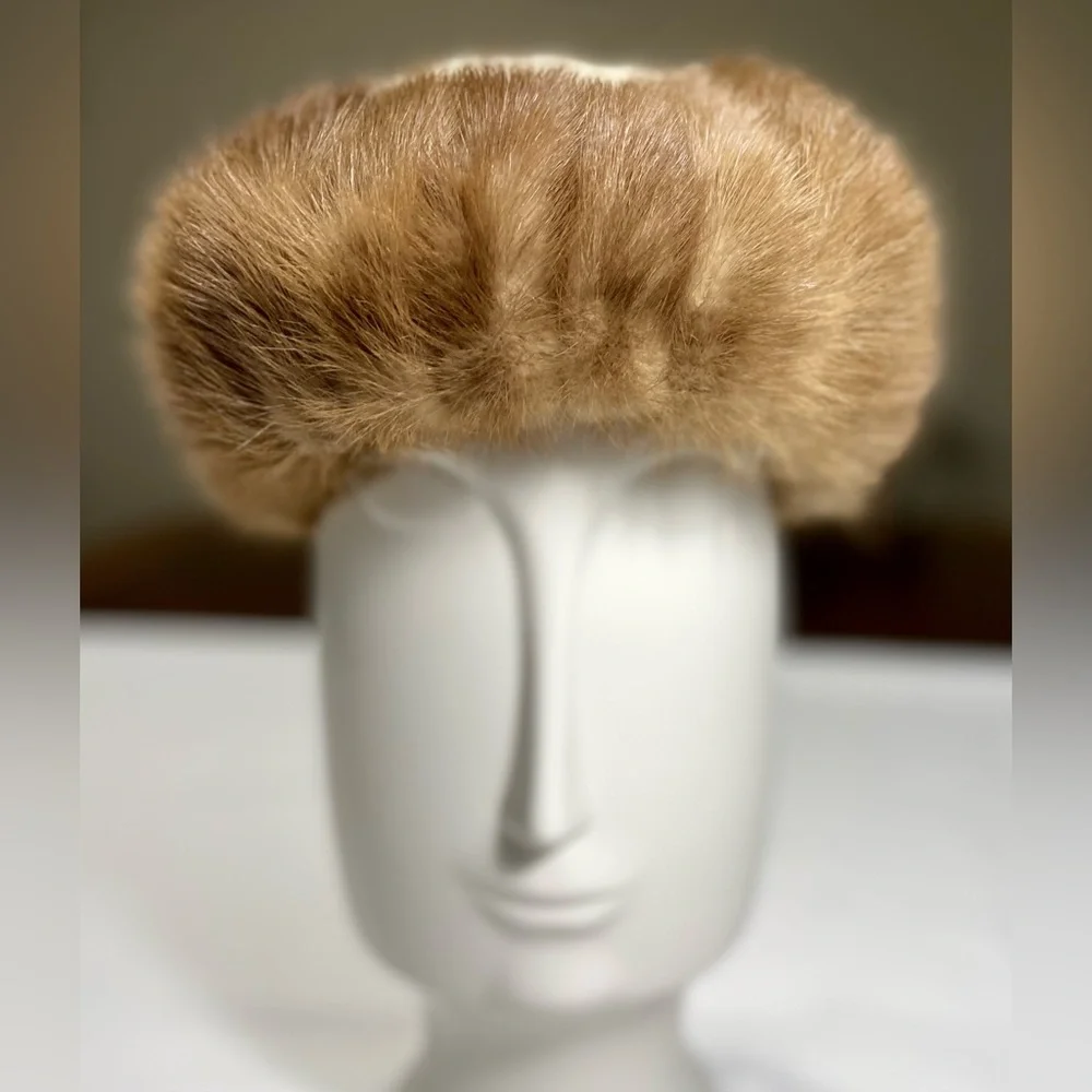 HAT Christine Original 1950s Mink Hat Vintage Headband Style Light brown Mink - Picture 3 of 12